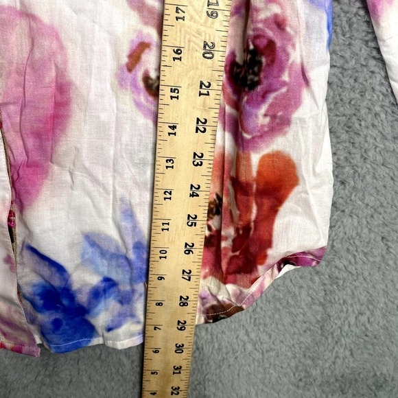 NWT Soft Surroundings roll tab button down artsy art to wear floral abstract M - Picture 11 of 16